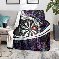 Personalized NZ Darts Blanket Paua Shell Maori Koru Whakairo - Purple LT7 - Polynesian Pride