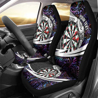 Personalized NZ Darts Car Seat Cover Paua Shell Maori Koru Whakairo - Purple - Polynesian Pride