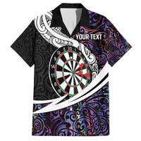 Personalized NZ Darts Hawaiian Shirt Paua Shell Maori Koru Whakairo - Purple - Polynesian Pride