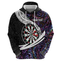 Personalized NZ Darts Hoodie Paua Shell Maori Koru Whakairo - Purple - Polynesian Pride