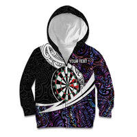 Personalized NZ Darts Kid Hoodie Paua Shell Maori Koru Whakairo - Purple - Polynesian Pride