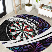 Personalized NZ Darts Round Carpet Paua Shell Maori Koru Whakairo - Purple - Polynesian Pride