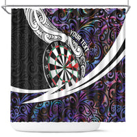 Personalized NZ Darts Shower Curtain Paua Shell Maori Koru Whakairo - Purple - Polynesian Pride