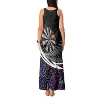 Personalized NZ Darts Tank Maxi Dress Paua Shell Maori Koru Whakairo - Purple - Polynesian Pride