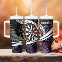 Personalized NZ Darts Tumbler With Handle Paua Shell Maori Koru Whakairo - Purple LT7 - Polynesian Pride