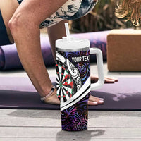 Personalized NZ Darts Tumbler With Handle Paua Shell Maori Koru Whakairo - Purple LT7 - Polynesian Pride