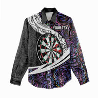 Personalized NZ Darts Women Casual Shirt Paua Shell Maori Koru Whakairo - Purple - Polynesian Pride