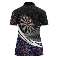 Personalized NZ Darts Women Polo Shirt Paua Shell Maori Koru Whakairo - Purple - Polynesian Pride