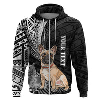 Custom Polynesian Hoodie Bulldog With Polynesian Patterns LT7 Zip Hoodie Black - Polynesian Pride
