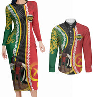 Ni-Vanuatu Indipendens Dei Celebretem Couples Matching Long Sleeve Bodycon Dress and Long Sleeve Button Shirt Yumi Yumi Yumi