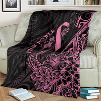 Polynesian Pink Power Blanket Breast Cancer Ribbon Turtle and Flowers