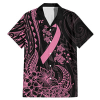 Polynesian Pink Power Family Matching Mermaid Dress and Hawaiian Shirt Breast Cancer Ribbon Turtle and Flowers LT7 Dad's Shirt - Short Sleeve Pink - Polynesian Pride