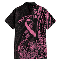 Polynesian Pink Power Family Matching Off Shoulder Short Dress and Hawaiian Shirt Breast Cancer Ribbon Turtle and Flowers LT7 - Polynesian Pride