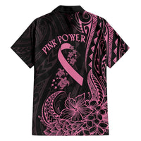 Polynesian Pink Power Family Matching Short Sleeve Bodycon Dress and Hawaiian Shirt Breast Cancer Ribbon Turtle and Flowers LT7 - Polynesian Pride