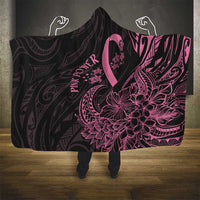 Polynesian Pink Power Hooded Blanket Breast Cancer Ribbon Turtle and Flowers