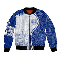 Personalised Queen Victoria School Bomber Jacket QVS Old Boys LT7 Unisex White - Polynesian Pride