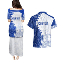 Personalised Queen Victoria School Couples Matching Puletasi Dress and Hawaiian Shirt QVS Old Boys LT7 - Polynesian Pride