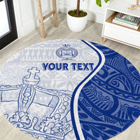 Personalised Queen Victoria School Round Carpet QVS Old Boys LT7 White - Polynesian Pride