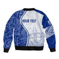 Personalised Queen Victoria School Sleeve Zip Bomber Jacket QVS Old Boys LT7 - Polynesian Pride