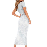 Samoa White Sunday Short Sleeve Bodycon Dress Hibiscus Special LT7 - Polynesian Pride