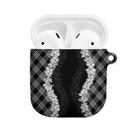 Hawaii Aloha Plumeria Lei Black Palaka AirPods Case - Polynesian Pride