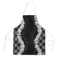 Hawaii Aloha Plumeria Lei Black Palaka Apron - Polynesian Pride
