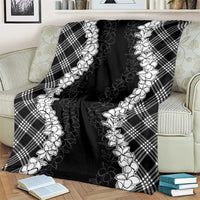 Hawaii Aloha Plumeria Lei Black Palaka Blanket - Polynesian Pride