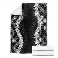 Hawaii Aloha Plumeria Lei Black Palaka Blanket - Polynesian Pride