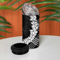 Hawaii Aloha Plumeria Lei Black Palaka 4 in 1 Can Cooler Tumbler - Polynesian Pride
