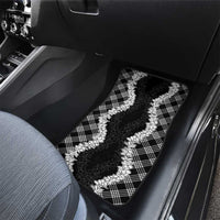 Hawaii Aloha Plumeria Lei Black Palaka Car Mats - Polynesian Pride