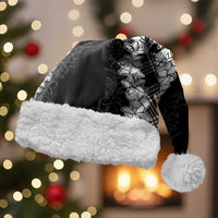 Hawaii Aloha Plumeria Lei Black Palaka Christmas Santa Hat - Polynesian Pride