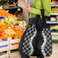 Hawaii Aloha Plumeria Lei Black Palaka Grocery Bag - Polynesian Pride