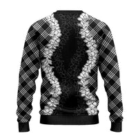 Hawaii Aloha Plumeria Lei Black Palaka Ugly Christmas Sweater - Polynesian Pride