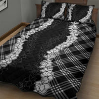 Hawaii Aloha Plumeria Lei Black Palaka Quilt Bed Set - Polynesian Pride