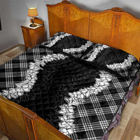 Hawaii Aloha Plumeria Lei Black Palaka Quilt Bed Set - Polynesian Pride
