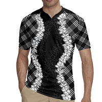 Hawaii Aloha Plumeria Lei Black Palaka Rugby Jersey - Polynesian Pride