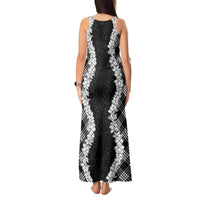 Hawaii Aloha Plumeria Lei Black Palaka Tank Maxi Dress - Polynesian Pride