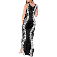 Hawaii Aloha Plumeria Lei Black Palaka Tank Maxi Dress - Polynesian Pride