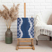 Hawaii Aloha Plumeria Lei Navy Palaka Canvas Wall Art - Polynesian Pride