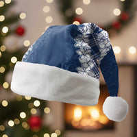 Hawaii Aloha Plumeria Lei Navy Palaka Christmas Santa Hat - Polynesian Pride