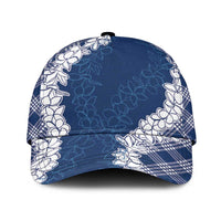 Hawaii Aloha Plumeria Lei Navy Palaka Classic Cap - Polynesian Pride