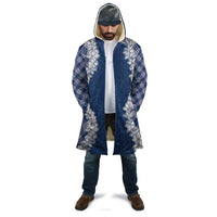 Hawaii Aloha Plumeria Lei Navy Palaka Cloak - Polynesian Pride