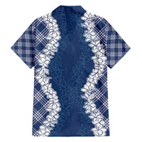 Hawaii Aloha Plumeria Lei Navy Palaka Family Matching Tank Maxi Dress and Hawaiian Shirt - Polynesian Pride