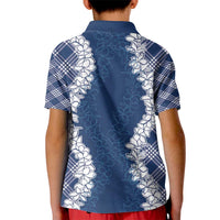 Hawaii Aloha Plumeria Lei Navy Palaka Kid Polo Shirt - Polynesian Pride