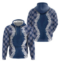 Hawaii Aloha Plumeria Lei Navy Palaka Zip Hoodie - Polynesian Pride