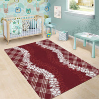 Hawaii Aloha Plumeria Lei Scarlet Palaka Area Rug - Polynesian Pride