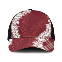 Hawaii Aloha Plumeria Lei Scarlet Palaka Baseball Net Cap LT7 One Size Black Scarlet - Polynesian Pride