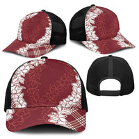 Hawaii Aloha Plumeria Lei Scarlet Palaka Baseball Net Cap LT7 - Polynesian Pride