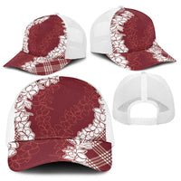 Hawaii Aloha Plumeria Lei Scarlet Palaka Baseball Net Cap LT7 - Polynesian Pride