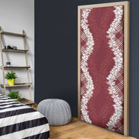 Hawaii Aloha Plumeria Lei Scarlet Palaka Door Cover - Polynesian Pride